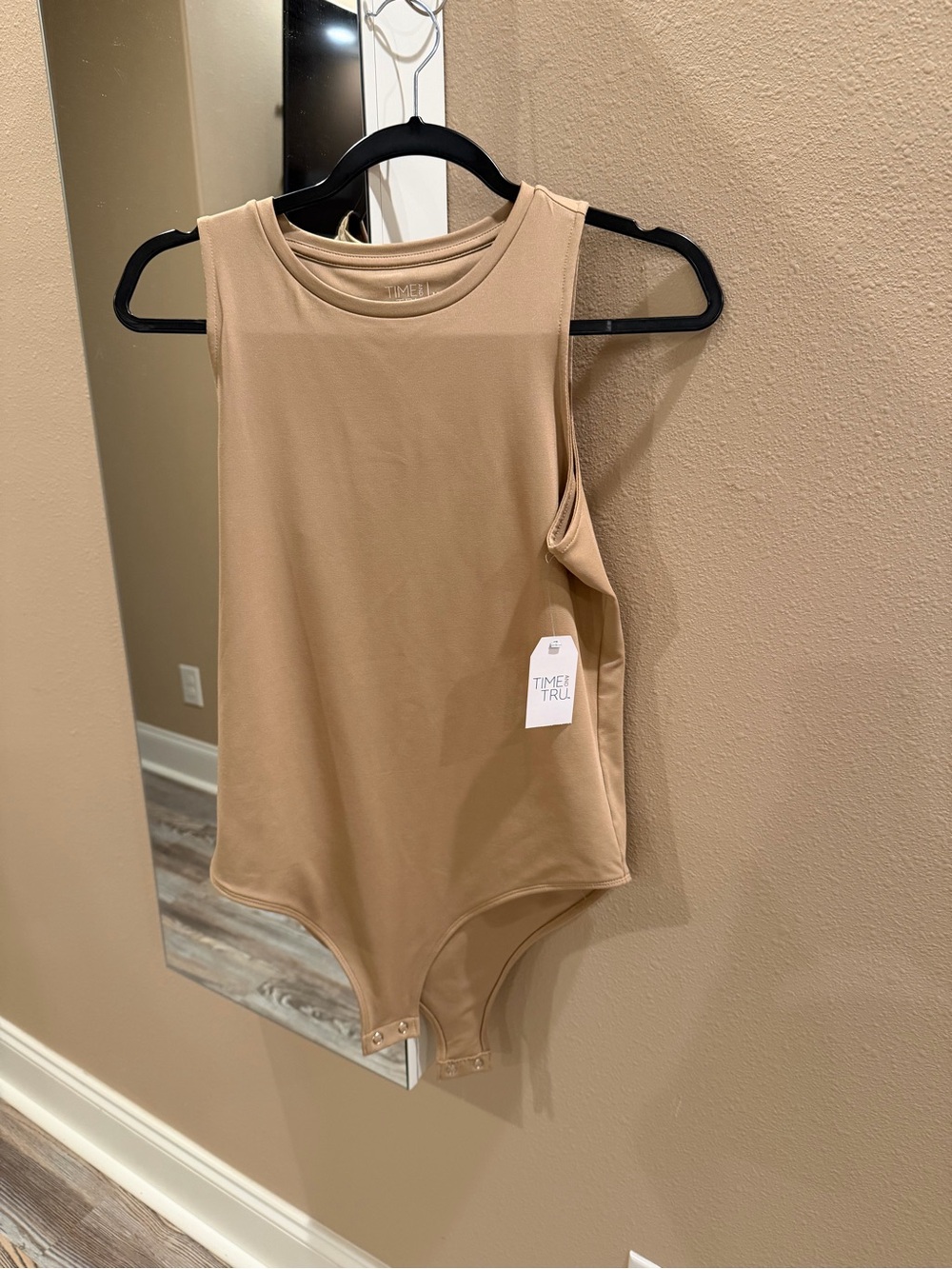 Time and Tru Tan Sleeveless Stretch Bodysuit